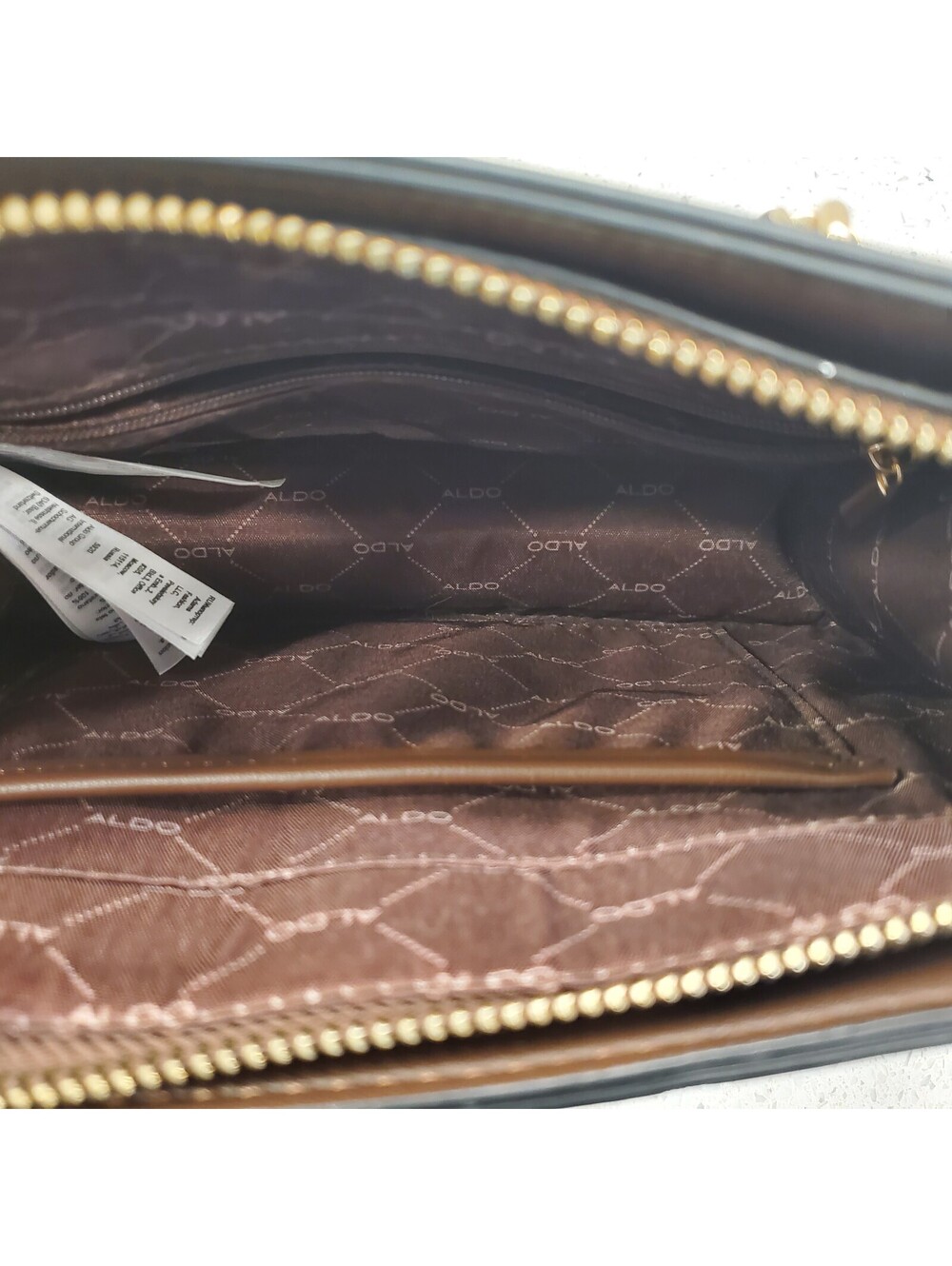 ALDO Bilithax Top Handle Bag Brown Structured Top Gold Hardware Handbag - Picture 11 of 16